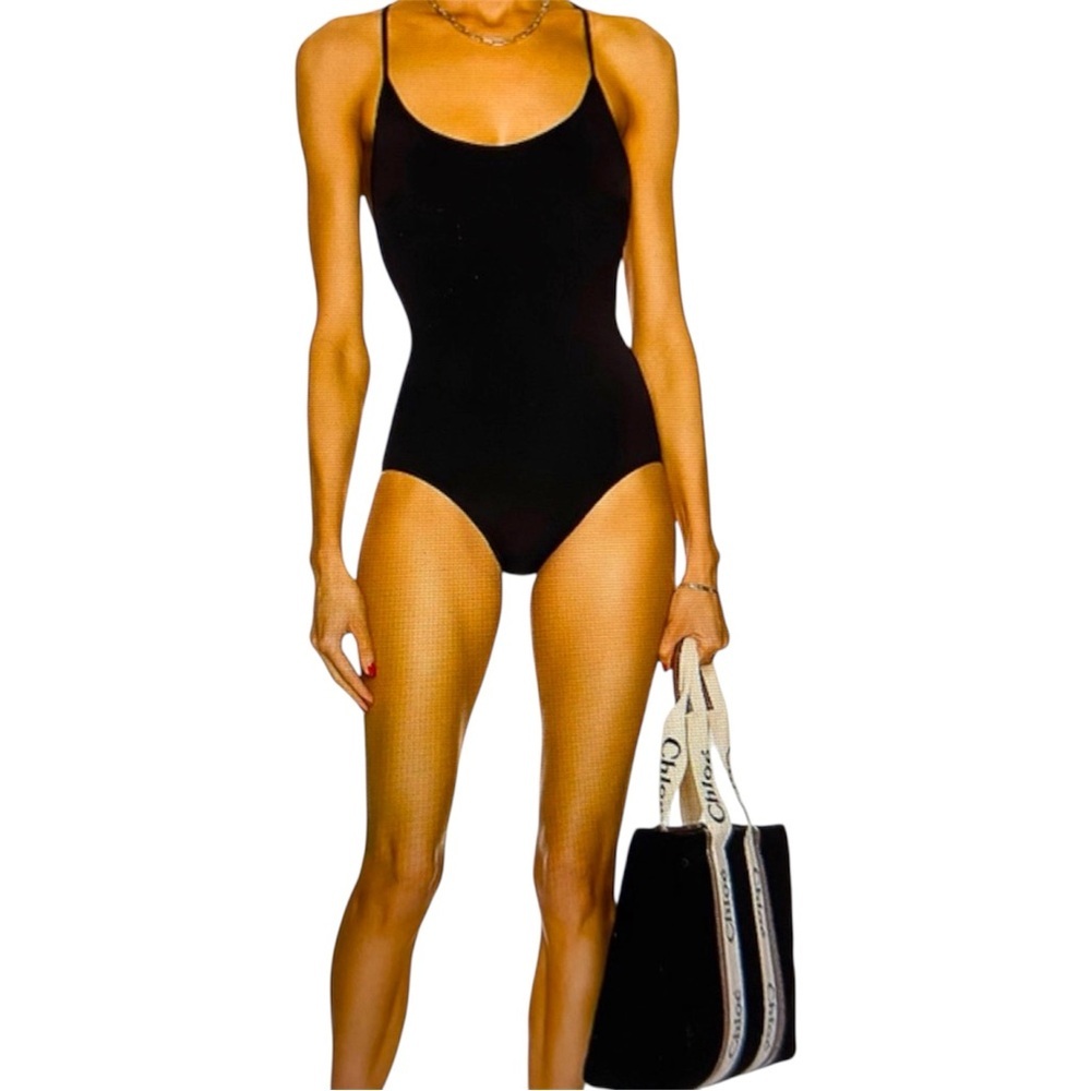 Bassike Swim Black String Back One Piece NWT